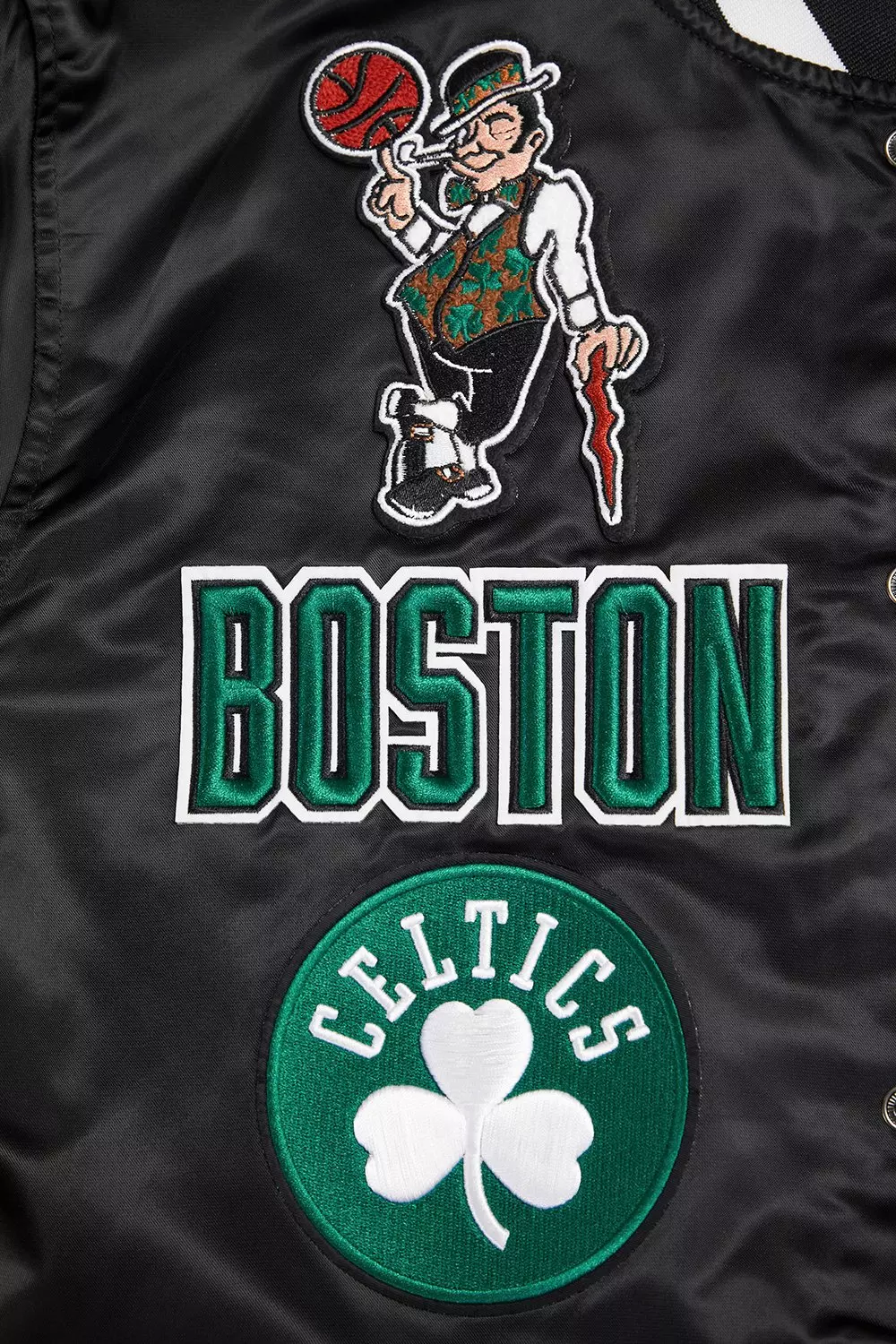 Pro Standard Men's NBA Boston Celtics Retro Classic Rib Satin Jacket -Black - BLACK