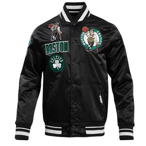 Pro Standard Men's NBA Boston Celtics Retro Classic Rib Satin Jacket -Black