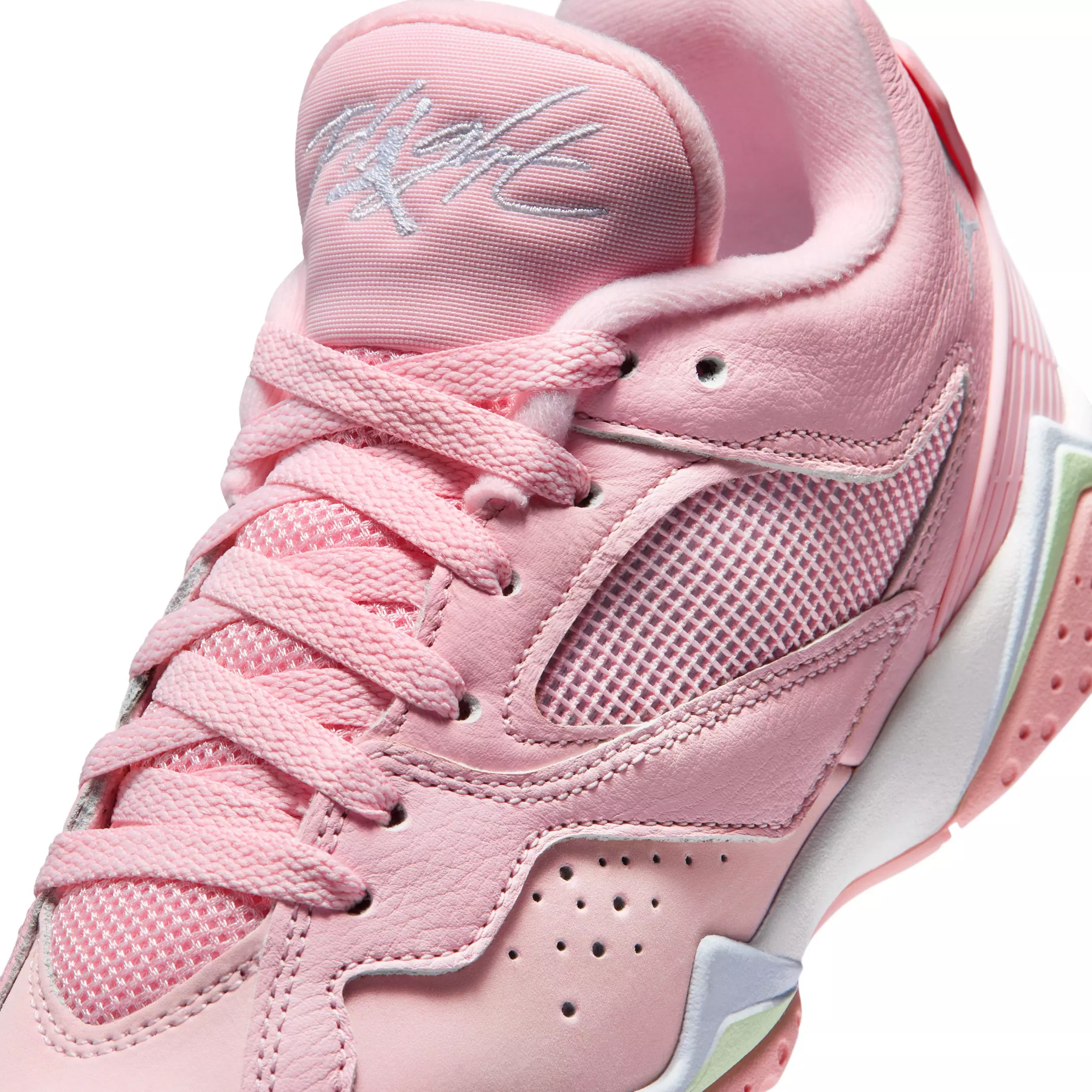 Jordan MVP 92 "Medium Soft Pink/Vapor Green/White/Half Blue" Grade School Girls' Shoe - MD PINK/GREEN/WHITE/BLUE