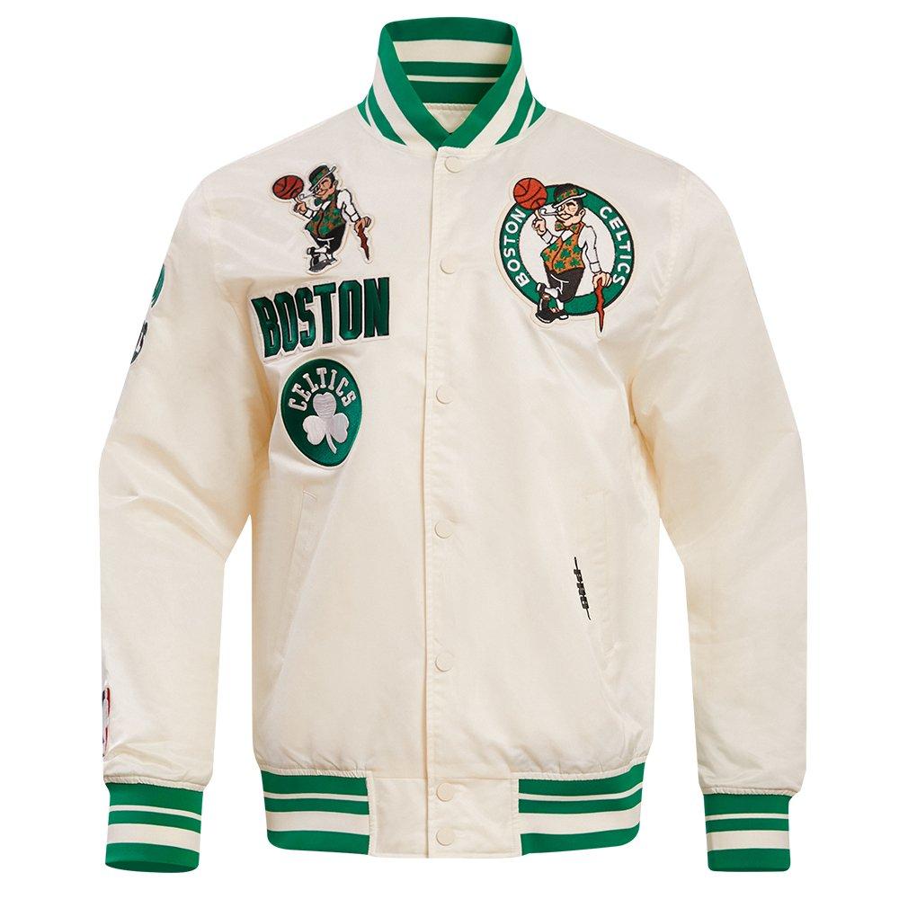 Pro Standard Men's NBA Boston Celtics Retro Classic Rib Satin Jacket -Eggshell/Kelly Green - EGGSHELL /KELLY GREEN Thumbnail View 1