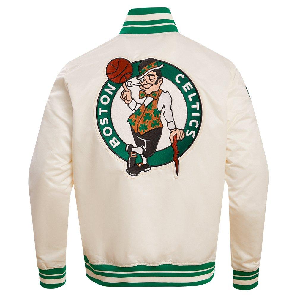 Pro Standard Men's NBA Boston Celtics Retro Classic Rib Satin Jacket -Eggshell/Kelly Green - EGGSHELL /KELLY GREEN Thumbnail View 2