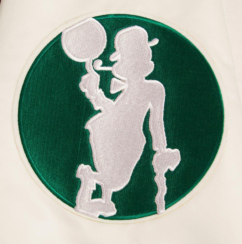 Pro Standard Men's NBA Boston Celtics Retro Classic Rib Satin Jacket - Eggshell/Kelly Green - EGGSHELL /KELLY GREEN Thumbnail View 8