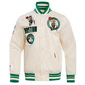 Pro Standard Men's NBA Boston Celtics Retro Classic Rib Satin Jacket -Eggshell/Kelly Green