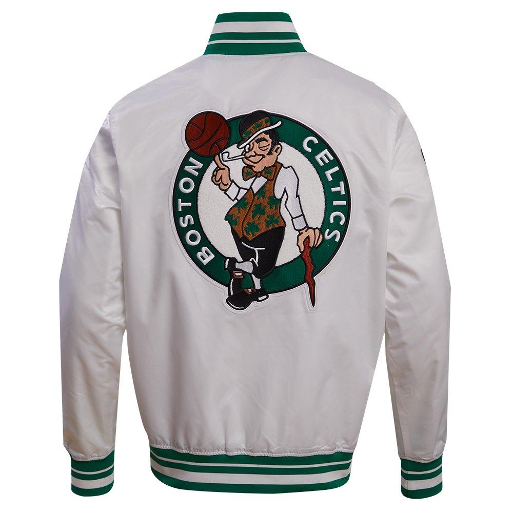 Pro Standard Men's NBA Boston Celtics Retro Classic Rib Satin Jacket - White/Kelly Green - WHITE/KELLY GREEN Thumbnail View 2