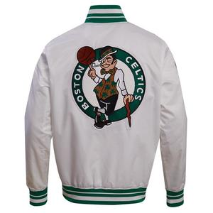 Pro Standard Men's NBA Boston Celtics Retro Classic Rib Satin Jacket -White/Kelly Green