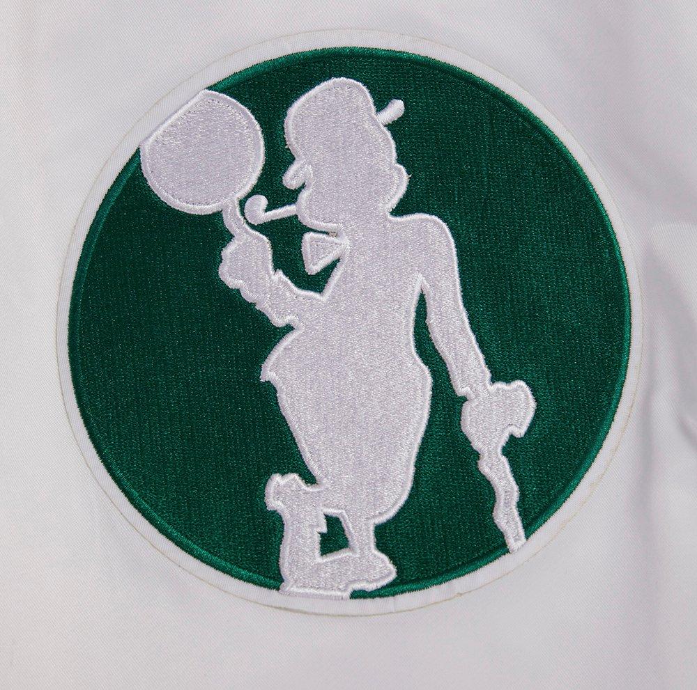 Pro Standard Men's NBA Boston Celtics Retro Classic Rib Satin Jacket - White/Kelly Green - WHITE/KELLY GREEN Thumbnail View 6