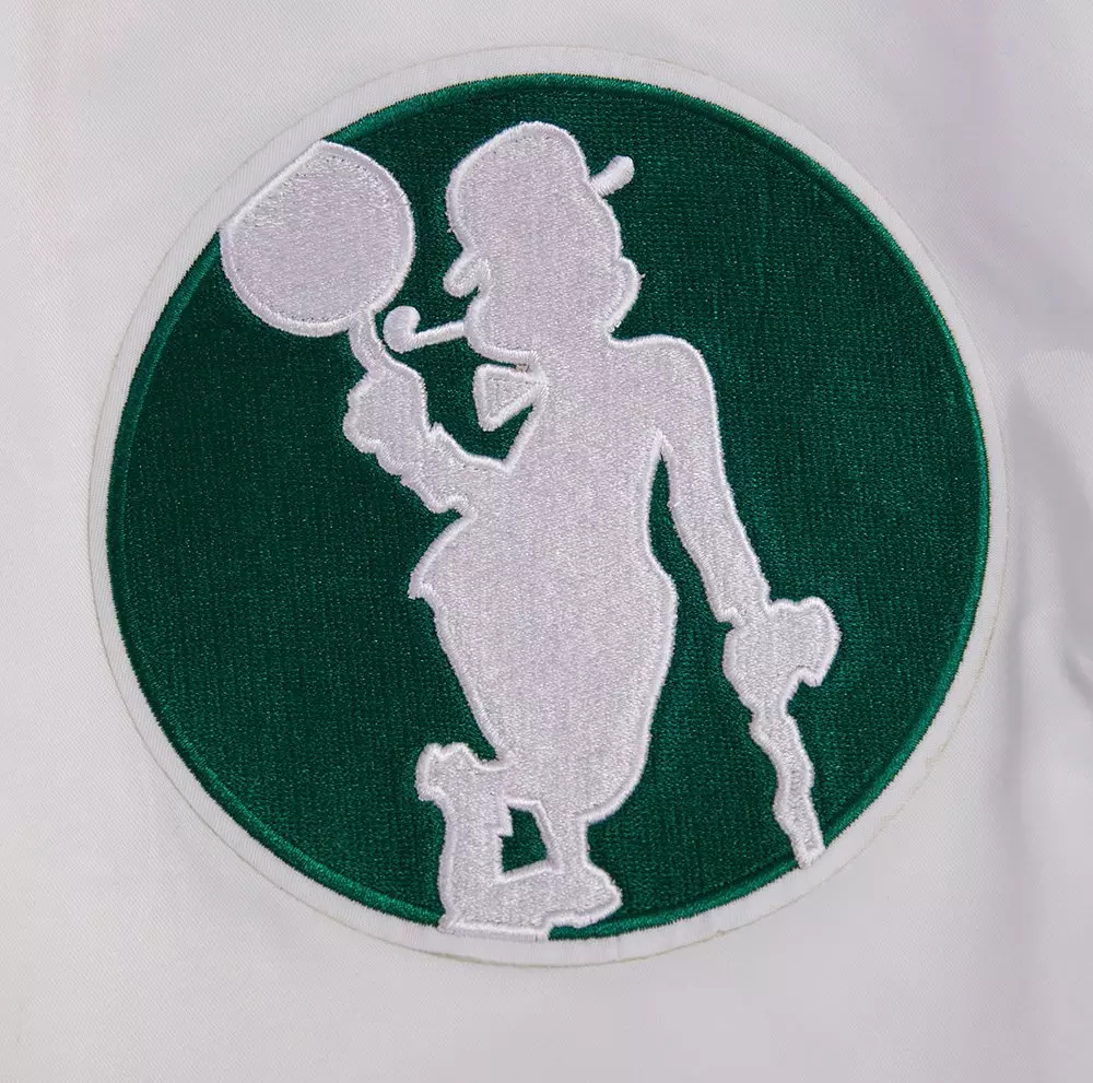 Pro Standard Men's NBA Boston Celtics Retro Classic Rib Satin Jacket - White/Kelly Green - WHITE/KELLY GREEN