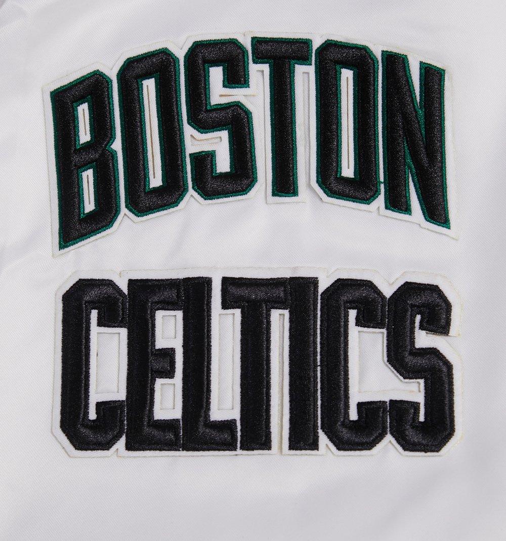 Pro Standard Men's NBA Boston Celtics Retro Classic Rib Satin Jacket - White/Kelly Green - WHITE/KELLY GREEN Thumbnail View 7