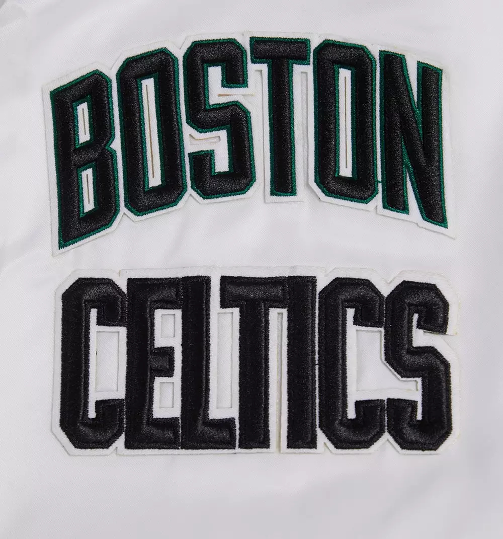 Pro Standard Men's NBA Boston Celtics Retro Classic Rib Satin Jacket - White/Kelly Green - WHITE/KELLY GREEN