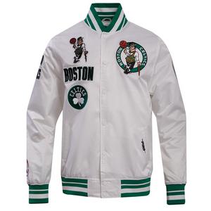 Pro Standard Men's NBA Boston Celtics Retro Classic Rib Satin Jacket -White/Kelly Green