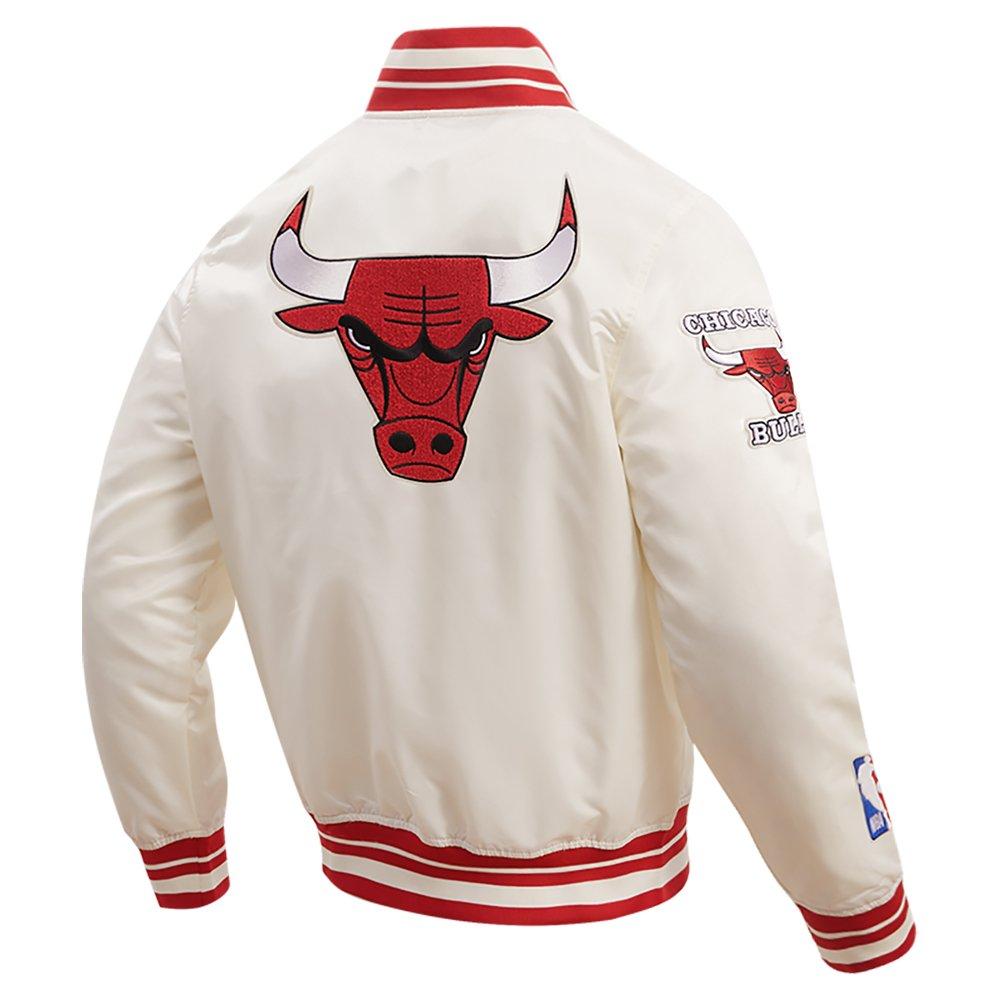 Pro Standard Men's NBA Chicago Bulls Retro Classic Rib Satin Jacket -Eggshell/Red - EGGSHELL/RED Thumbnail View 4