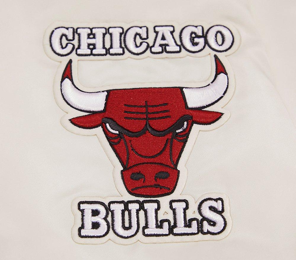 Pro Standard Men's NBA Chicago Bulls Retro Classic Rib Satin Jacket - Eggshell/Red - EGGSHELL/RED Thumbnail View 6