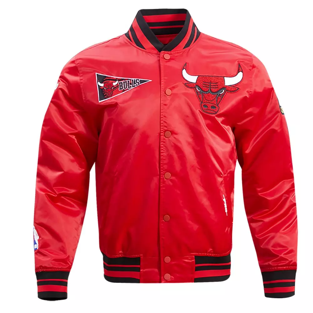 Pro Standard Men's NBA Chicago Bulls Retro Classic Rib Satin Jacket - Red/Black - RED/BLACK