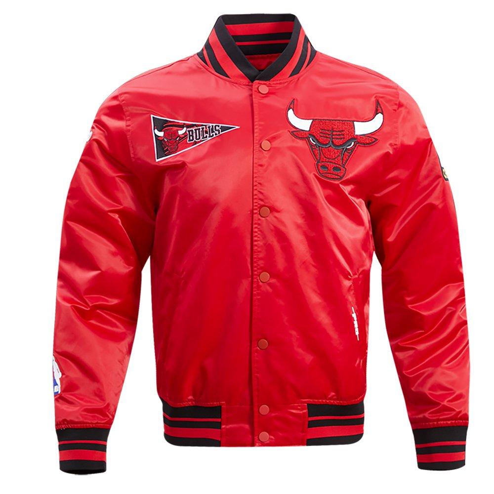 Pro Standard Men's NBA Chicago Bulls Retro Classic Rib Satin Jacket -Red/Black - RED/BLACK Thumbnail View 1