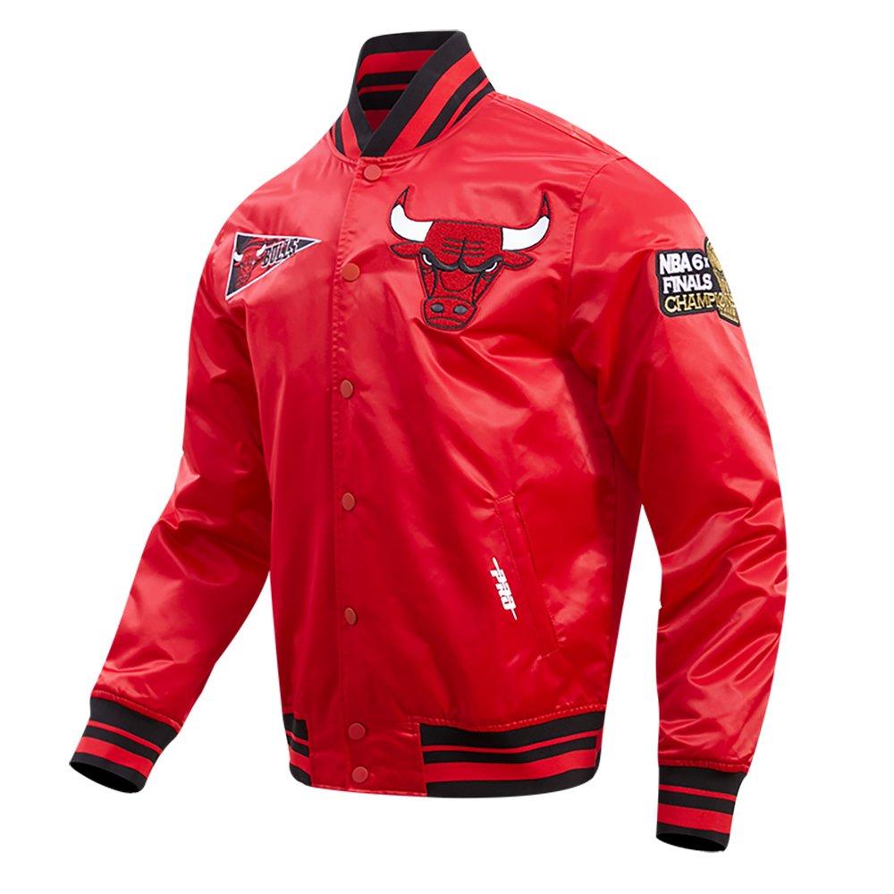 Pro Standard Men's NBA Chicago Bulls Retro Classic Rib Satin Jacket -Red/Black - RED/BLACK Thumbnail View 3