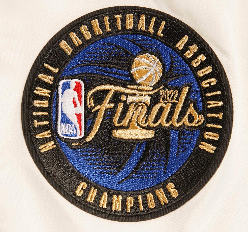 Pro Standard Men's NBA Golden State Warriors Retro Classic Rib Satin Jacket -Eggshell/Royal - EGGSHELL/ROYAL BLUE Thumbnail View 8