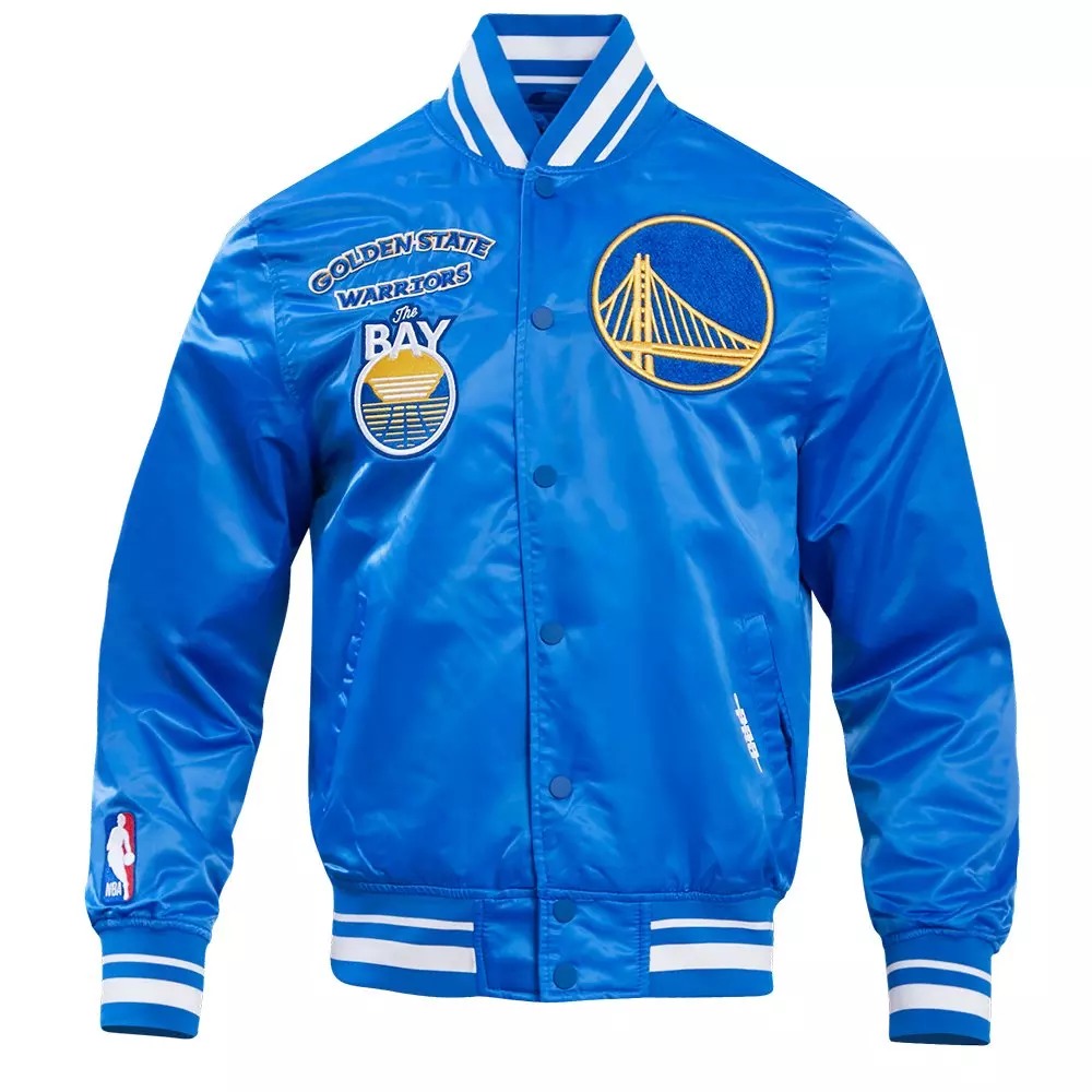 Pro Standard Men's NBA Golden State Warriors Retro Classic Rib Satin Jacket - Royal Blue - ROYAL