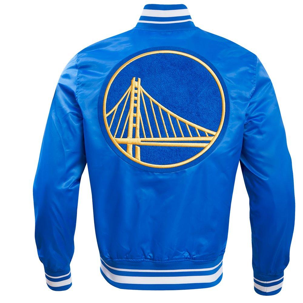 Pro Standard Men's NBA Golden State Warriors Retro Classic Rib Satin Jacket -Royal Blue - ROYAL Thumbnail View 2