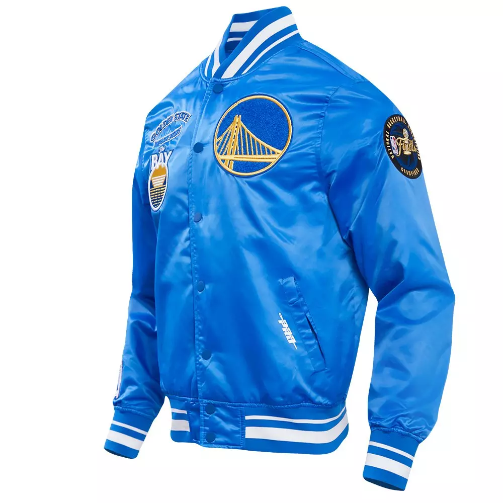 Pro Standard Men's NBA Golden State Warriors Retro Classic Rib Satin Jacket - Royal Blue - ROYAL