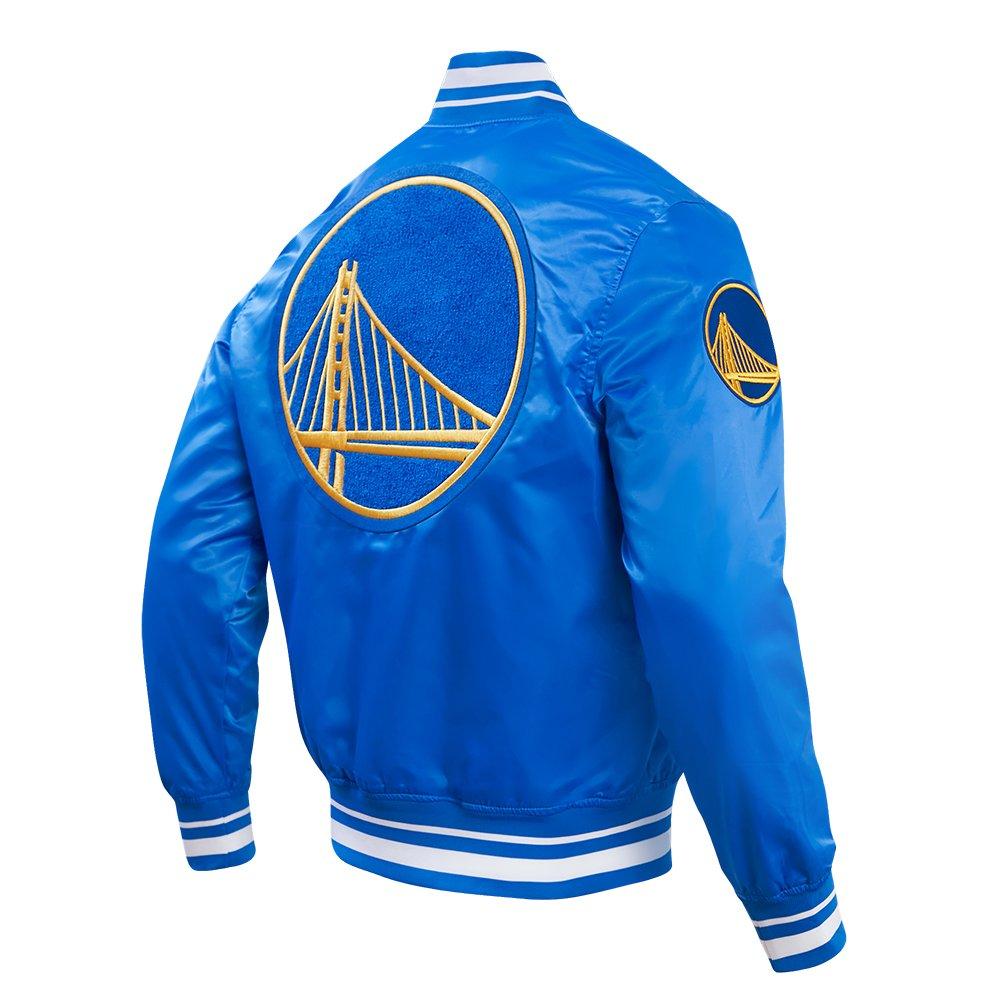 Pro Standard Men's NBA Golden State Warriors Retro Classic Rib Satin Jacket - Royal Blue - ROYAL Thumbnail View 4