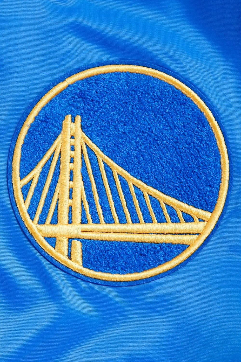 Pro Standard Men's NBA Golden State Warriors Retro Classic Rib Satin Jacket - Royal Blue - ROYAL Thumbnail View 5