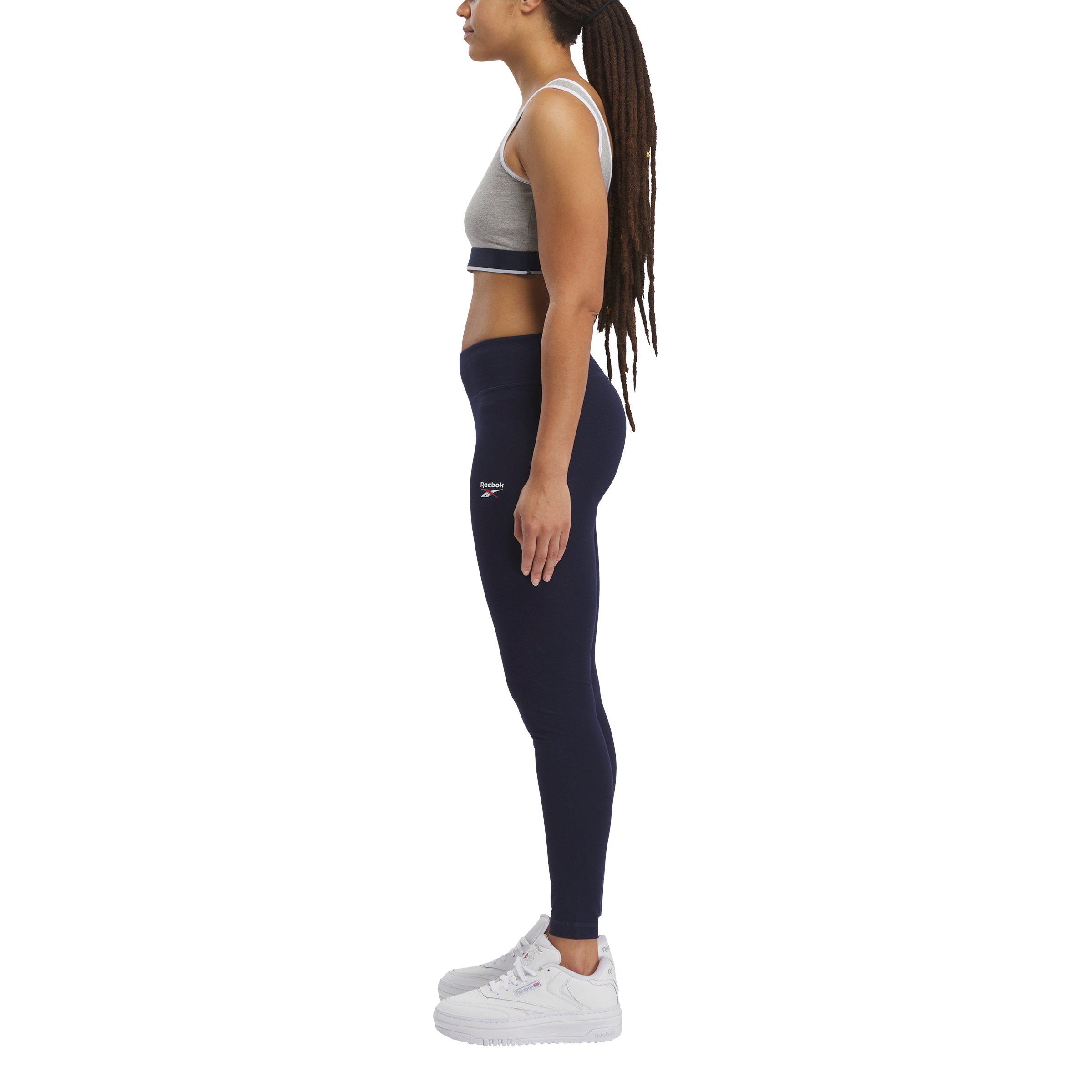 Reebok Women's Identity Small Logo Cotton Leggings - Navy - Hibbett