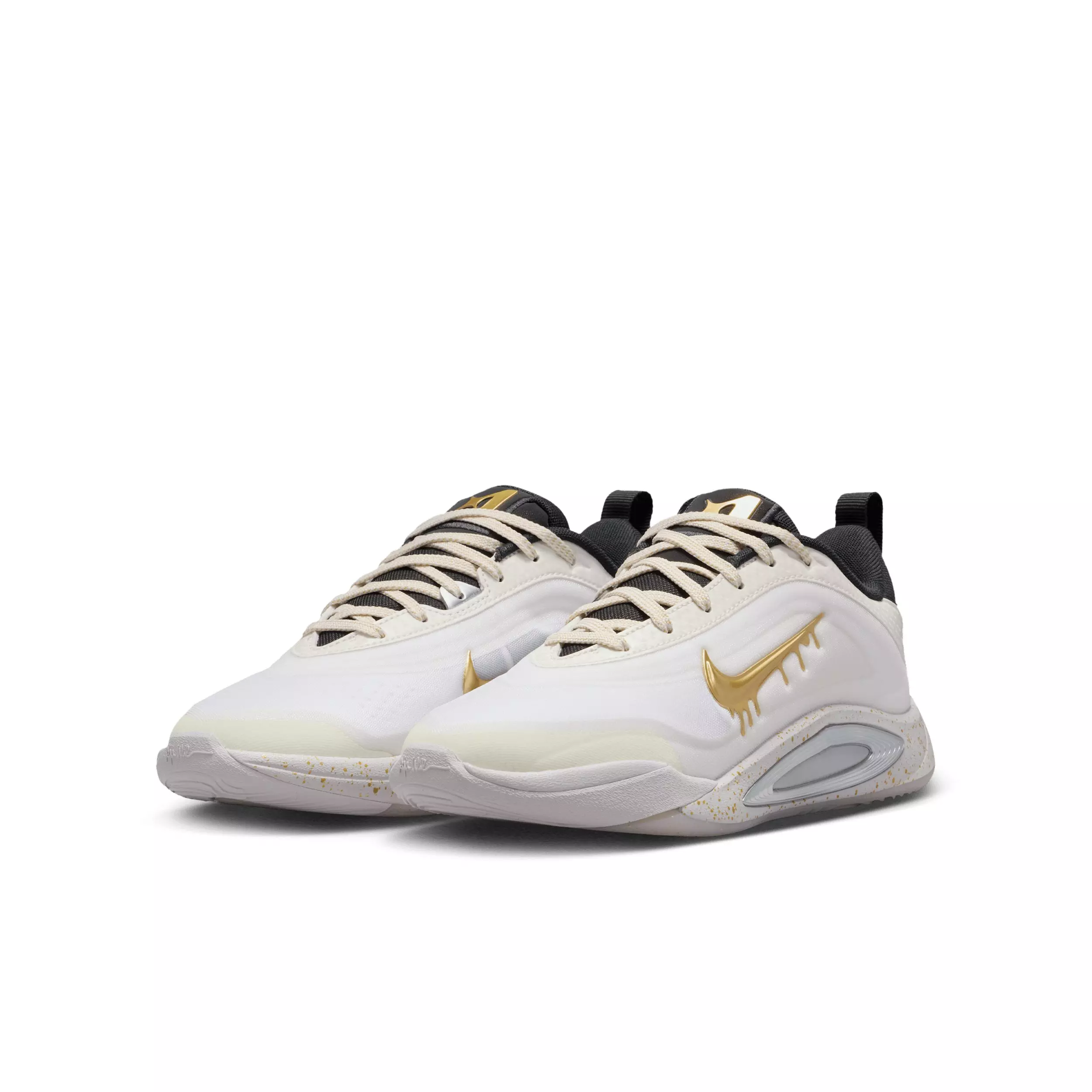 Nike A'One Unanimous "Sail/Vast Grey/Off Noir/Metallic Gold" Grade School Boys' Basketball Shoe - SAIL/GREY/OFF NOIR/GOLD