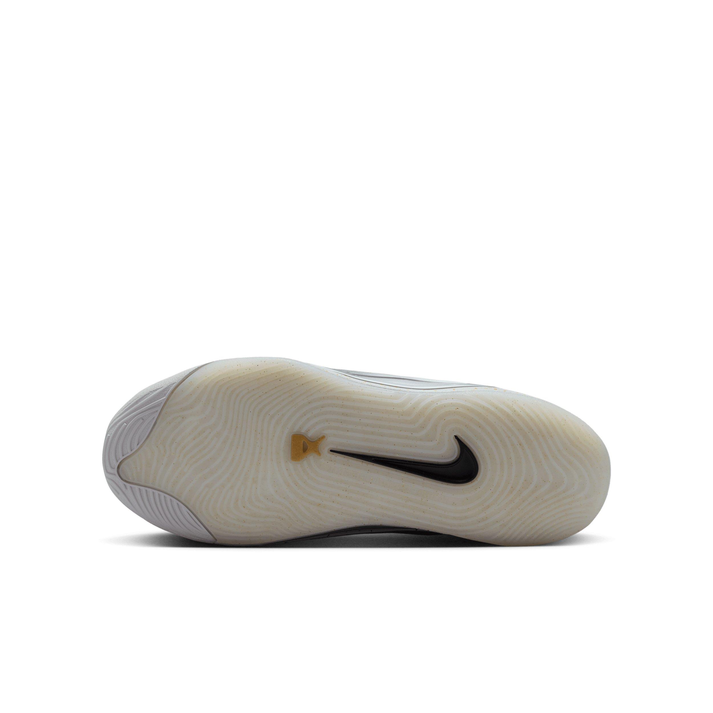 Nike A'One Unanimous "Sail/Vast Grey/Off Noir/Metallic Gold" Grade School Boys' Basketball Shoe - SAIL/GREY/OFF NOIR/GOLD Thumbnail View 6