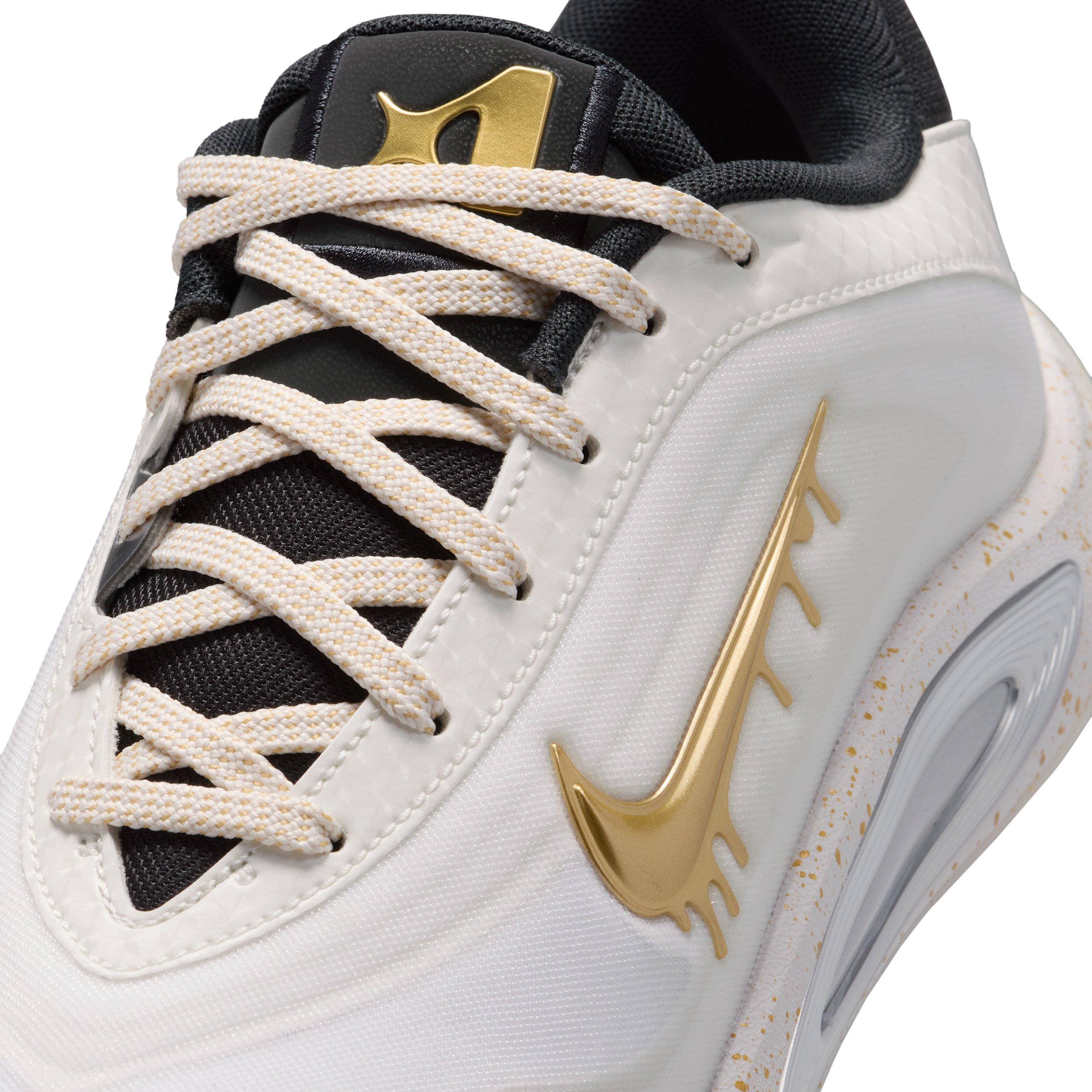 Nike A'One Unanimous "Sail/Vast Grey/Off Noir/Metallic Gold" Grade School Boys' Basketball Shoe - SAIL/GREY/OFF NOIR/GOLD Thumbnail View 7