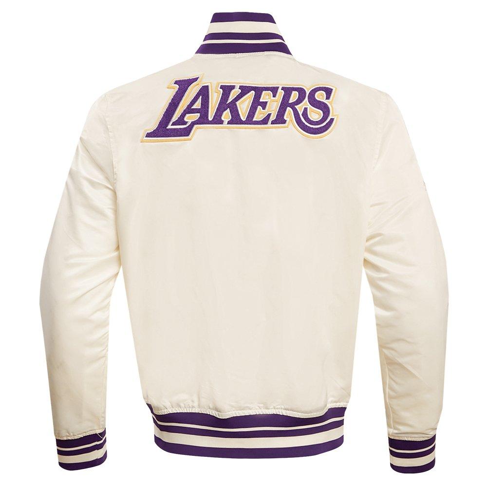 Pro Standard Men's NBA Los Angeles Lakers Retro Classic Rib Satin Jacket - Eggshell/Purple - EGGSHELL/PURPLE Thumbnail View 2