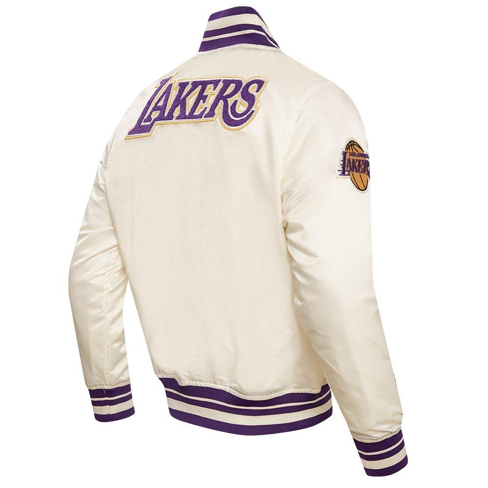 Pro Standard Men's NBA Los Angeles Lakers Retro Classic Rib Satin Jacket - Eggshell/Purple - EGGSHELL/PURPLE Thumbnail View 4
