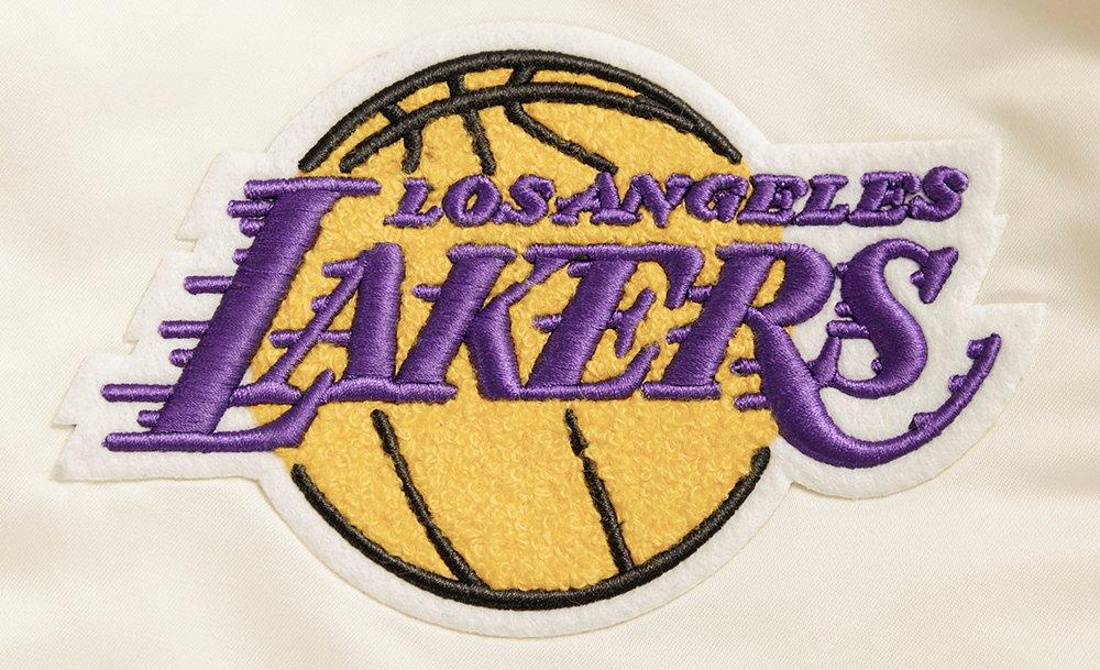 Pro Standard Men's NBA Los Angeles Lakers Retro Classic Rib Satin Jacket - Eggshell/Purple - EGGSHELL/PURPLE Thumbnail View 7