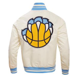 Pro Standard Men's NBA Memphis Grizzlies Retro Classic Rib Satin Jacket -Eggshell/Blue