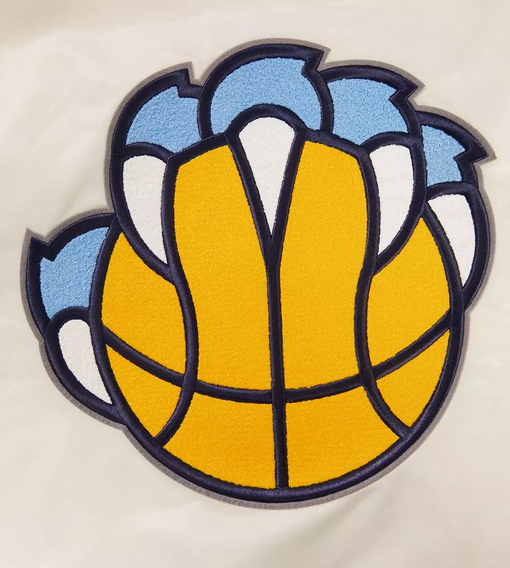 Pro Standard Men's NBA Memphis Grizzlies Retro Classic Rib Satin Jacket - Eggshell/Blue - EGGSHELL/BLUE