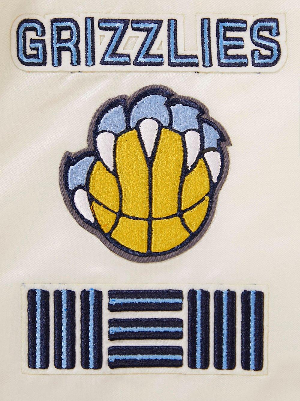 Pro Standard Men's NBA Memphis Grizzlies Retro Classic Rib Satin Jacket - Eggshell/Blue - EGGSHELL/BLUE Thumbnail View 6