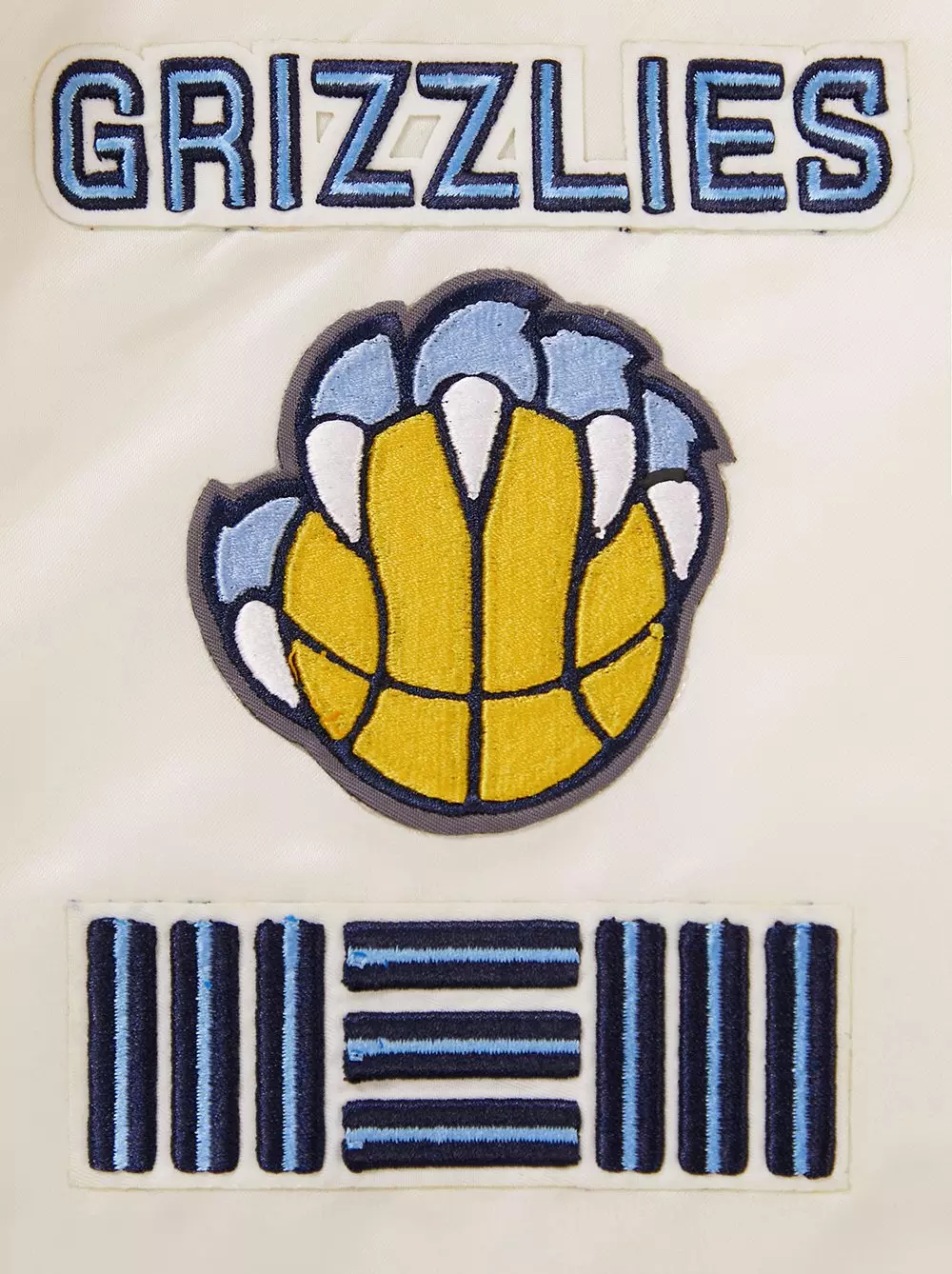 Pro Standard Men's NBA Memphis Grizzlies Retro Classic Rib Satin Jacket - Eggshell/Blue - EGGSHELL/BLUE