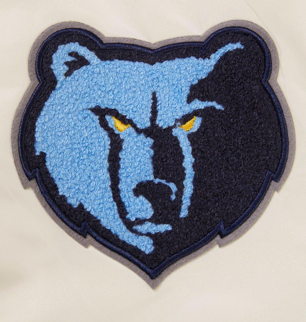 Pro Standard Men's NBA Memphis Grizzlies Retro Classic Rib Satin Jacket -Eggshell/Blue - EGGSHELL/BLUE Thumbnail View 7