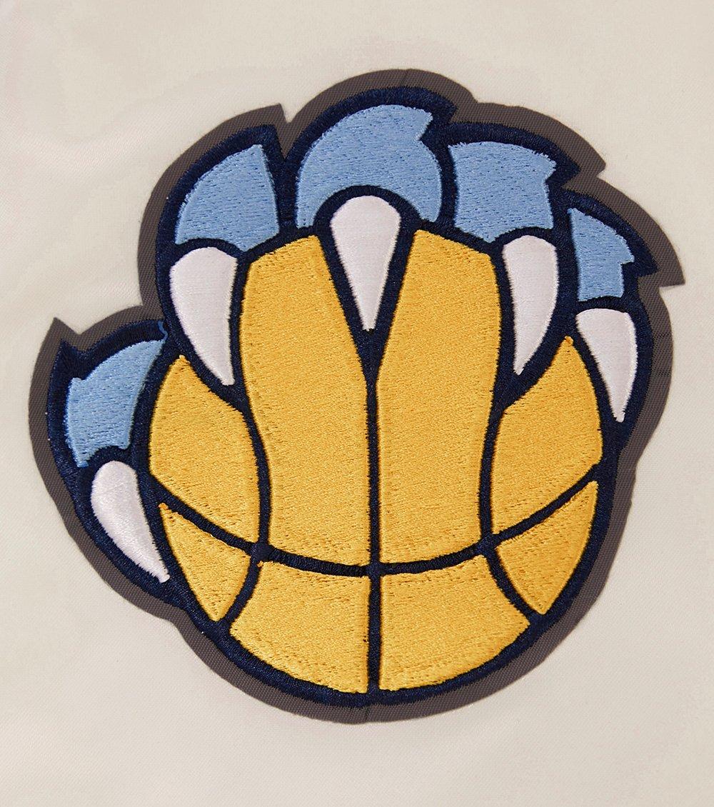 Pro Standard Men's NBA Memphis Grizzlies Retro Classic Rib Satin Jacket - Eggshell/Blue - EGGSHELL/BLUE Thumbnail View 8