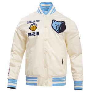 Pro Standard Men's NBA Memphis Grizzlies Retro Classic Rib Satin Jacket -Eggshell/Blue