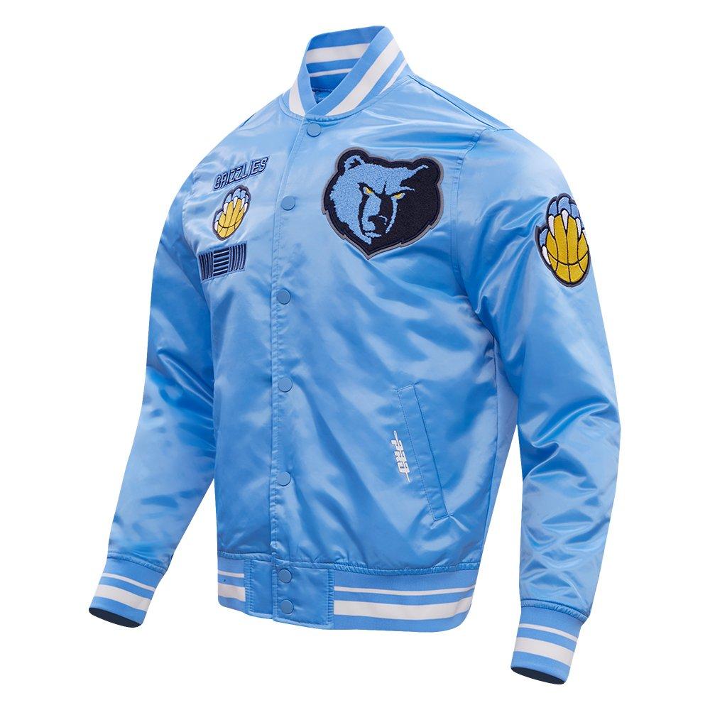 Pro Standard Men's NBA Memphis Grizzlies Retro Classic Rib Satin Jacket -Blue - BLUE Thumbnail View 3