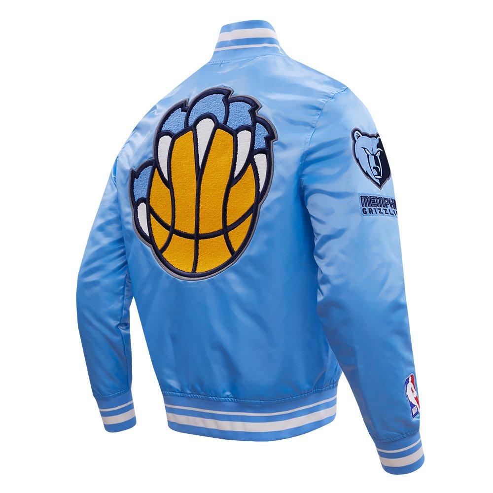Pro Standard Men's NBA Memphis Grizzlies Retro Classic Rib Satin Jacket - Blue - BLUE Thumbnail View 4