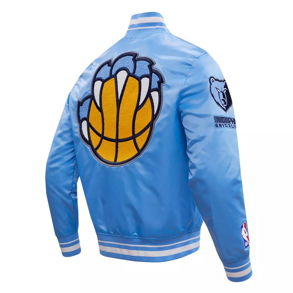 Pro Standard Men's NBA Memphis Grizzlies Retro Classic Rib Satin Jacket - Blue - BLUE