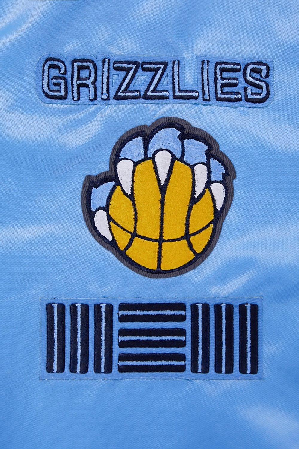 Pro Standard Men's NBA Memphis Grizzlies Retro Classic Rib Satin Jacket -Blue - BLUE Thumbnail View 6