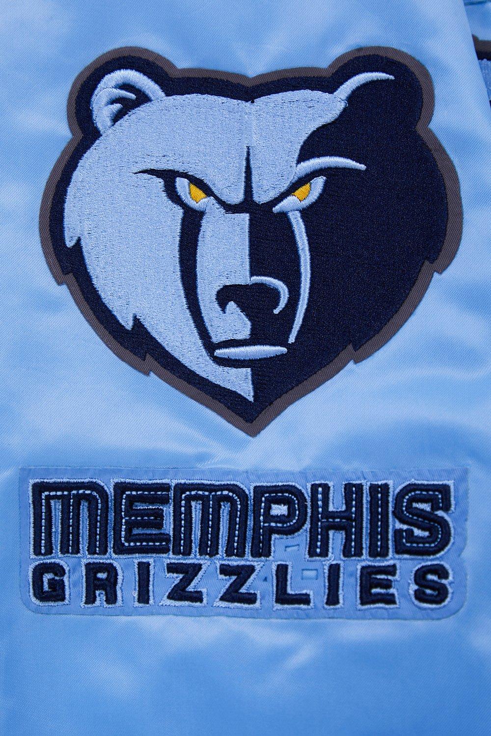 Pro Standard Men's NBA Memphis Grizzlies Retro Classic Rib Satin Jacket -Blue - BLUE Thumbnail View 9