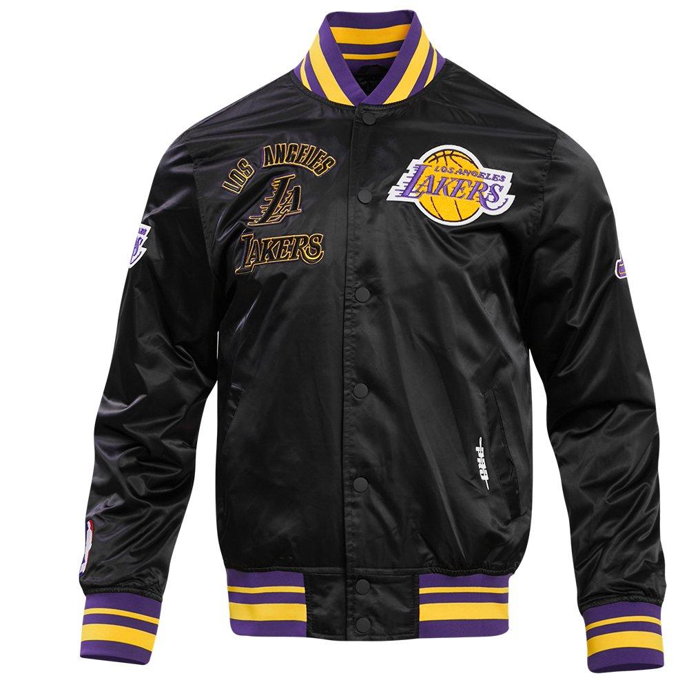 Pro Standard Men's NBA Los Angeles Lakers Retro Classic Rib Satin Jacket - Black/Purple/Yellow - BLACK/PURPLE/YELLOW Thumbnail View 1