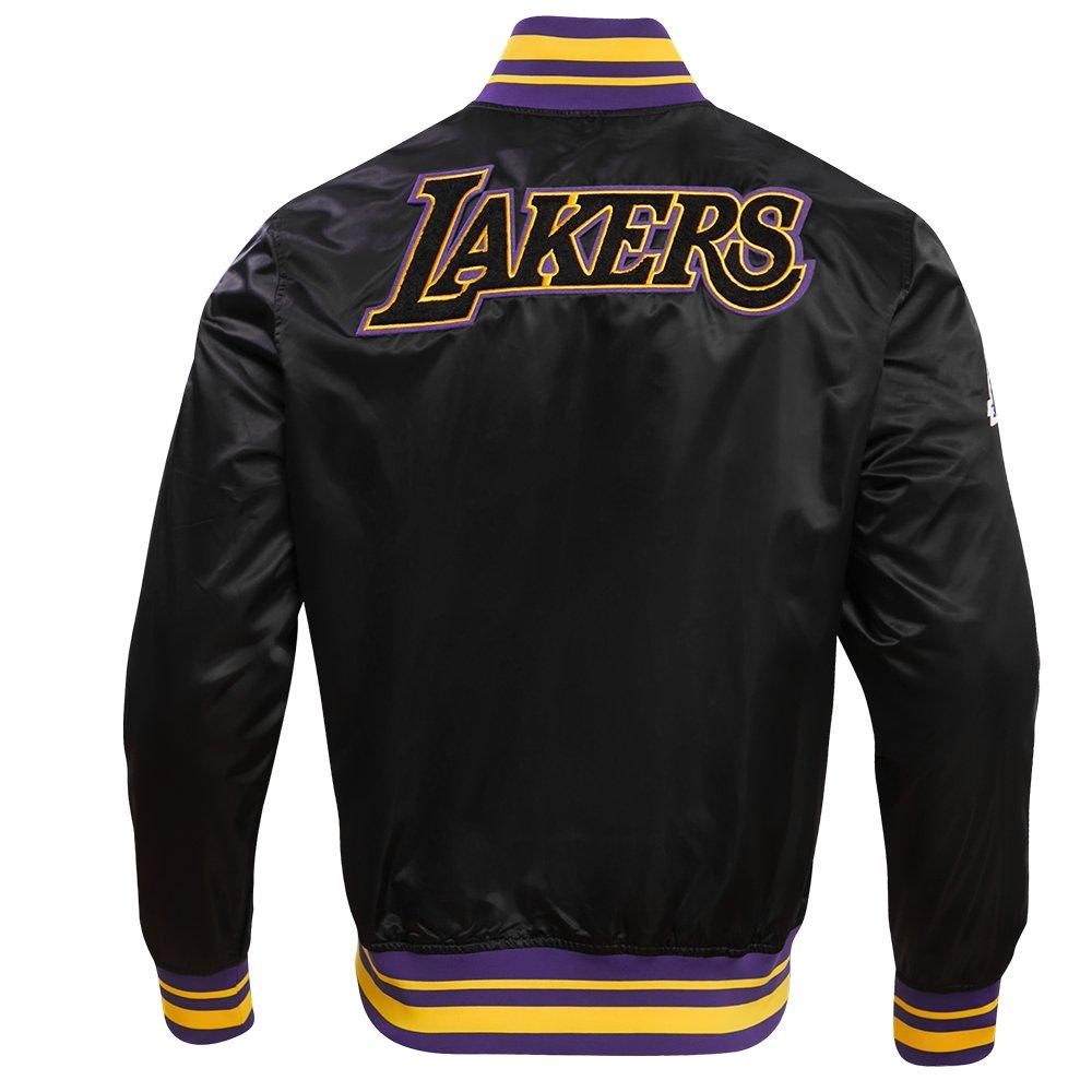 Pro Standard Men's NBA Los Angeles Lakers Retro Classic Rib Satin Jacket - Black/Purple/Yellow - BLACK/PURPLE/YELLOW Thumbnail View 2