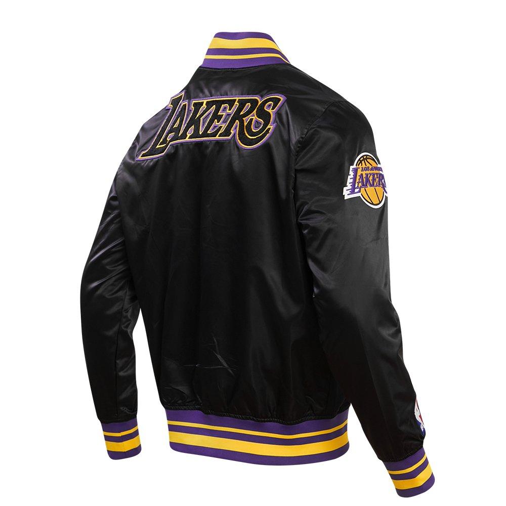 Pro Standard Men's NBA Los Angeles Lakers Retro Classic Rib Satin Jacket -Black/Purple/Yellow - BLACK/PURPLE/YELLOW Thumbnail View 4