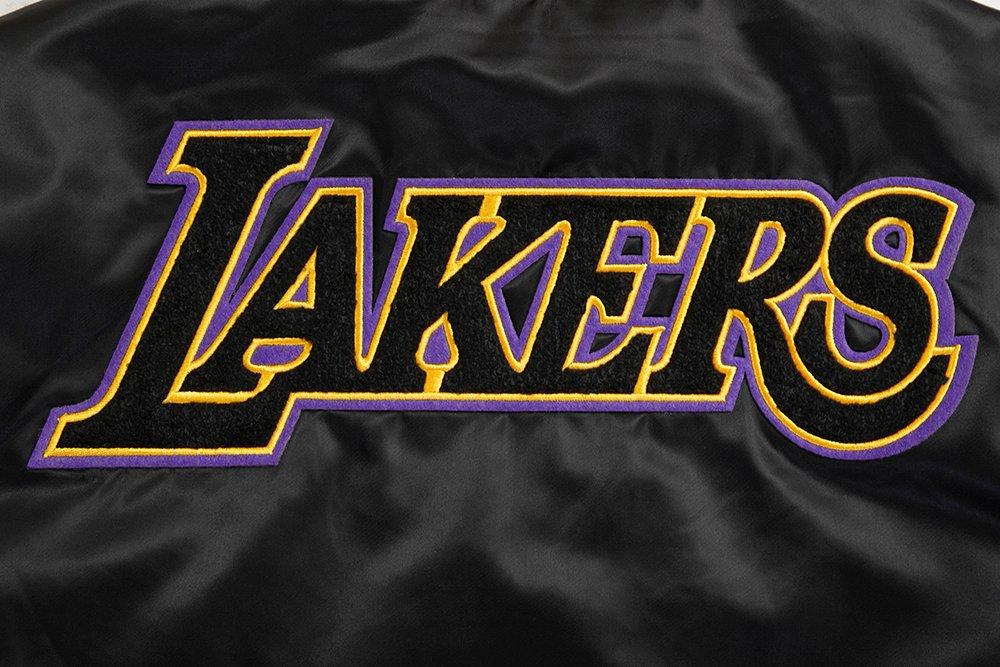 Pro Standard Men's NBA Los Angeles Lakers Retro Classic Rib Satin Jacket - Black/Purple/Yellow - BLACK/PURPLE/YELLOW Thumbnail View 5