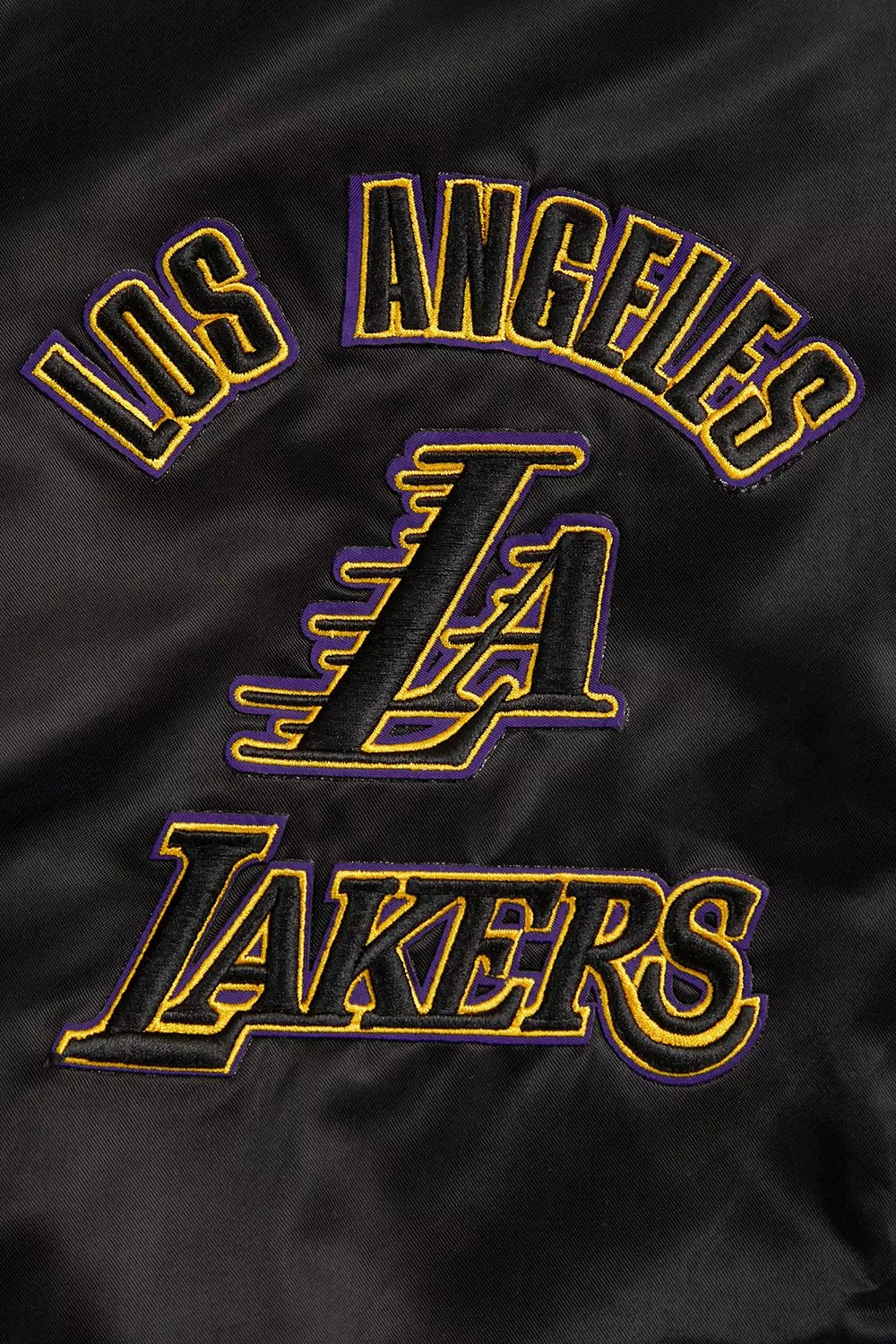 Pro Standard Men's NBA Los Angeles Lakers Retro Classic Rib Satin Jacket -Black/Purple/Yellow - BLACK/PURPLE/YELLOW