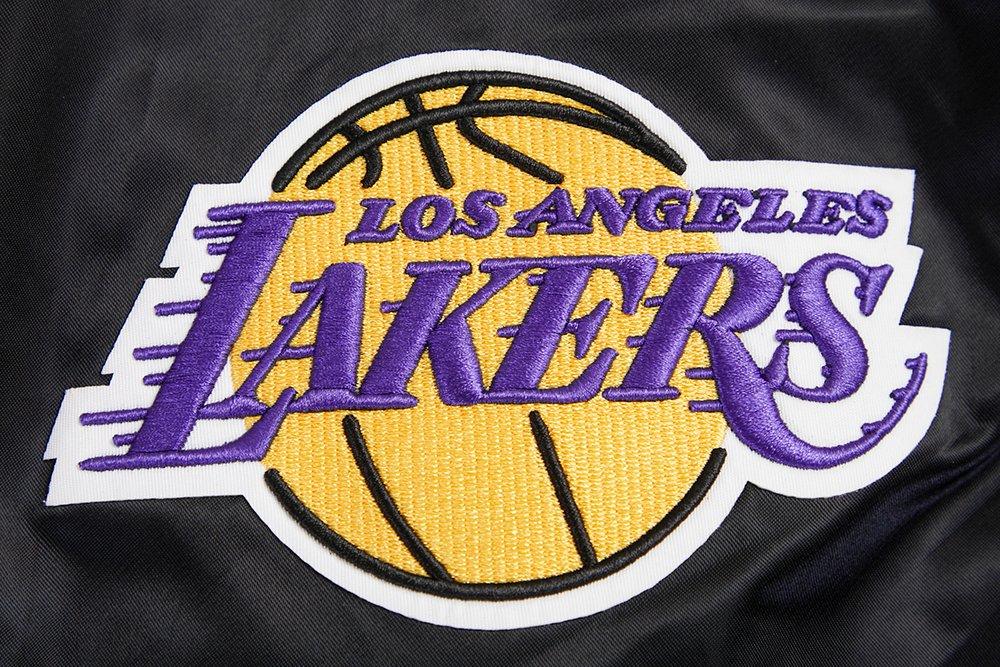 Pro Standard Men's NBA Los Angeles Lakers Retro Classic Rib Satin Jacket - Black/Purple/Yellow - BLACK/PURPLE/YELLOW Thumbnail View 8